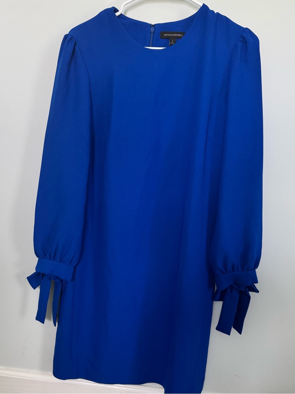 Banana Republic Cobalt Blue Long-Sleeve Mini Dress with Tie Cuffs